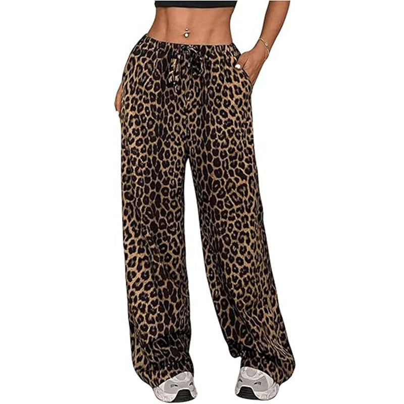 Women's Casual Leopard Print High Waisted sweatpants