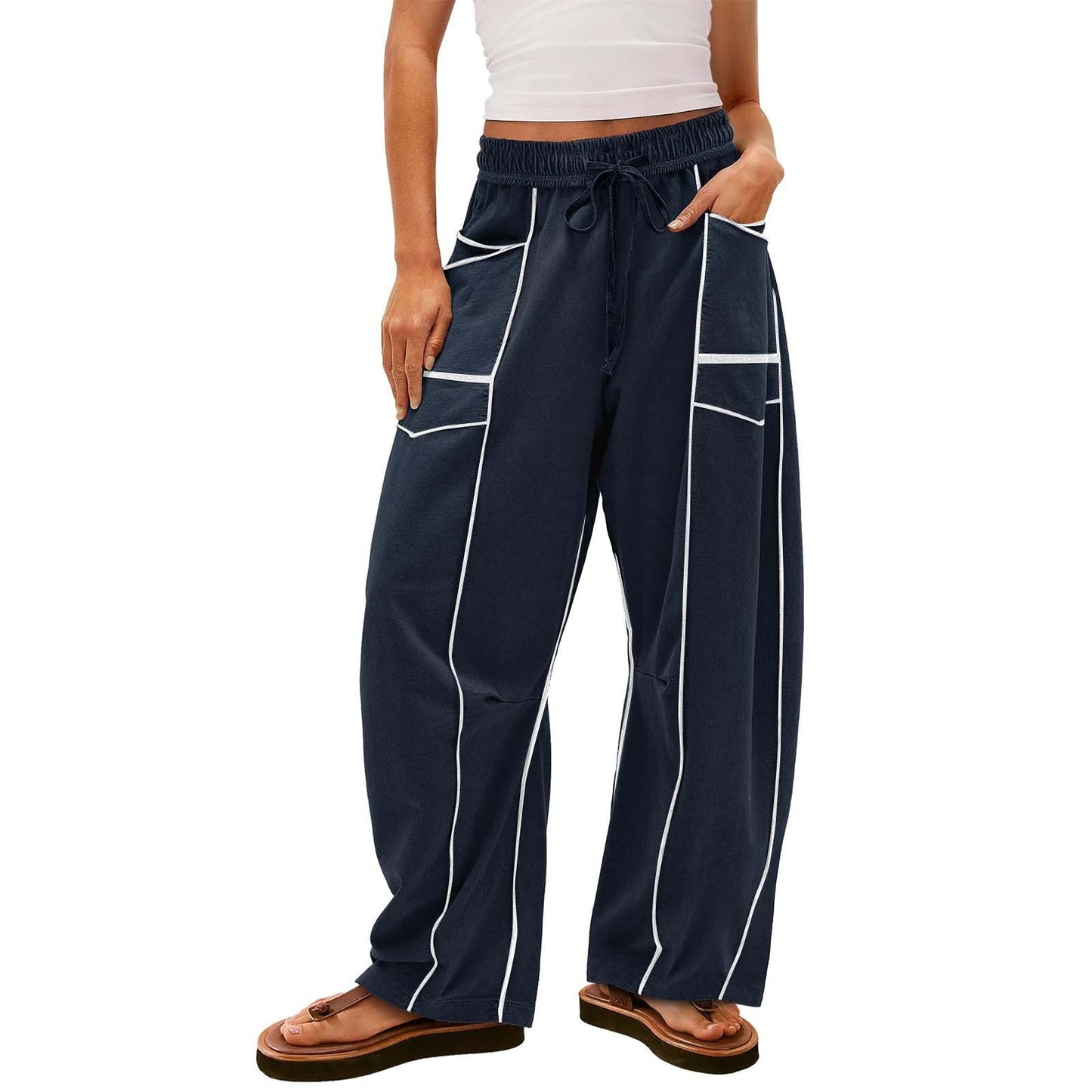 Loose Drawstring Barrel Sweatpants