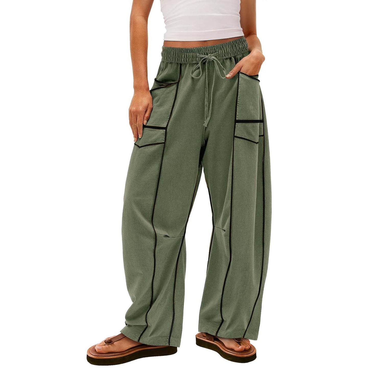 Loose Drawstring Barrel Sweatpants