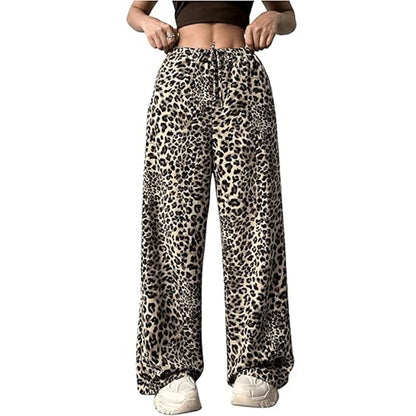 Women's Casual Leopard Print High Waisted sweatpants