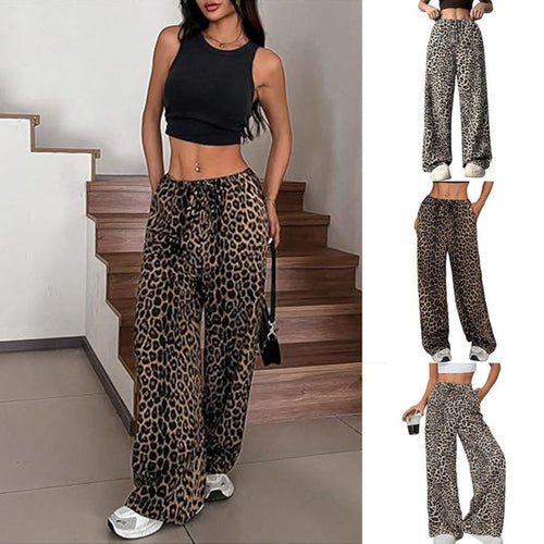 Women's Casual Leopard Print High Waisted sweatpants